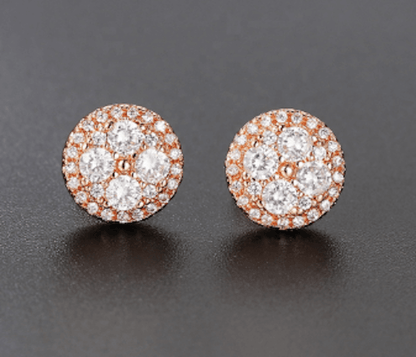 Premium Quality Rose Gold Plated Round Micro Zircon Stone Stud Earring for Woman and Girls