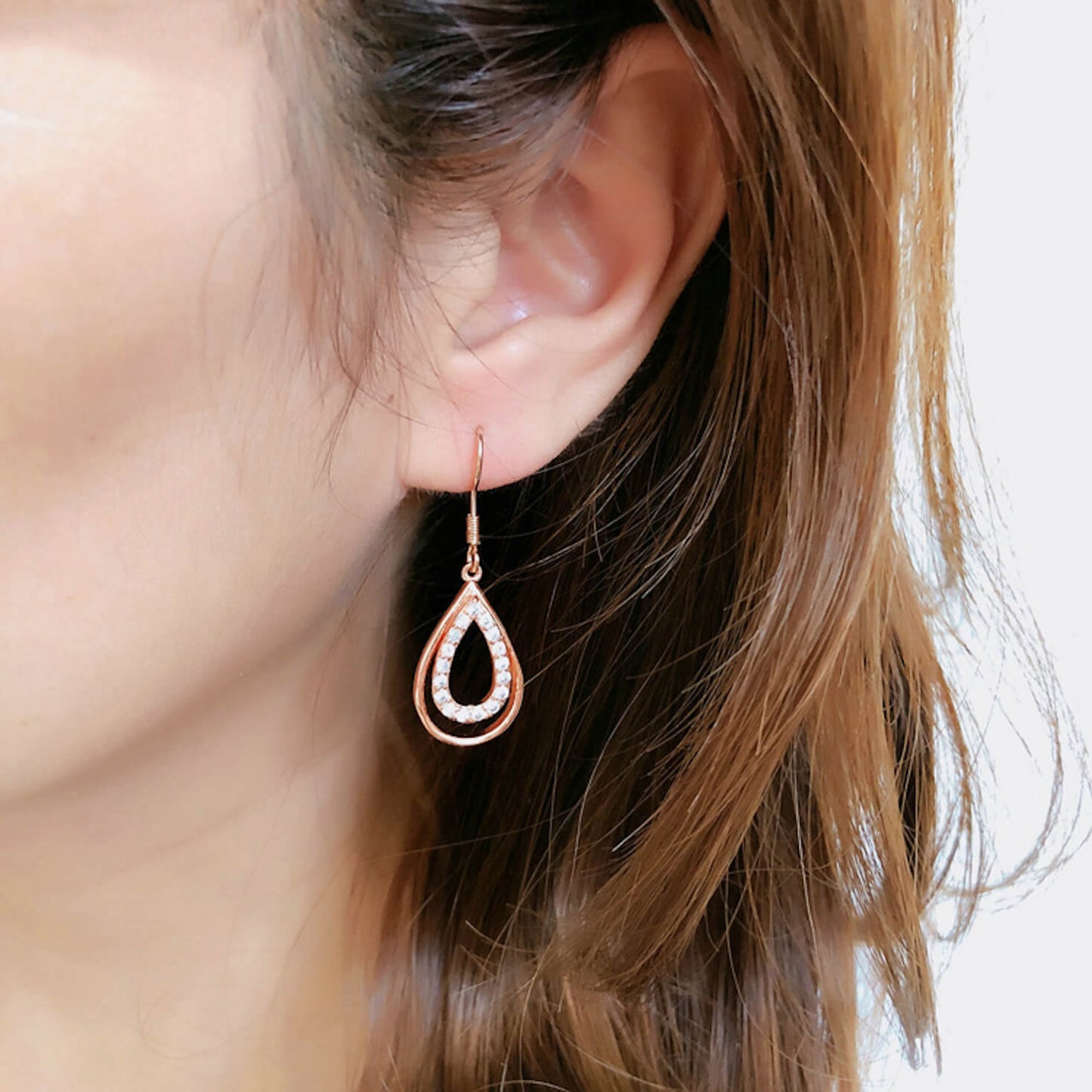 Micro Hollow Water Drop Earrings for Women and Girls Copper Drops & Danglers