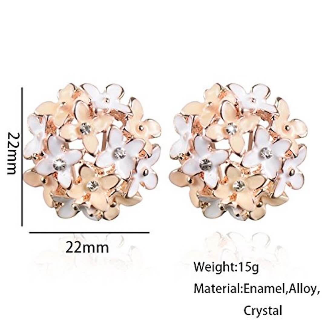 Crystal Four Leaf Clover Stud Earrings, Copper Tops Earrings for Women and Girls