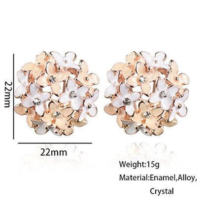 Crystal Four Leaf Clover Stud Earrings, Copper Tops Earrings for Women and Girls