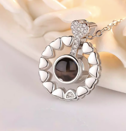 Enchanting Silver Plated Zircon Necklace Adorned with Delicate Heart Accents