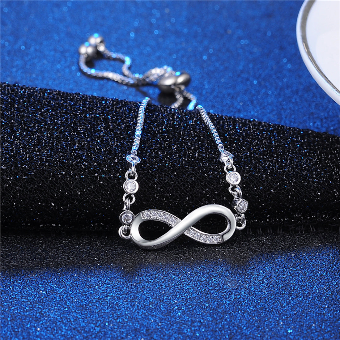 925 Sterling Silver Plated Adjustable Charm Bracelet for Women and Girls