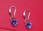 Dazzling Purple Crystal Drop Earrings for Women and Girls Copper Stud Earring