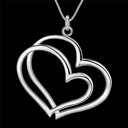 Double Intertwined Heart Pendant For Women and Girls