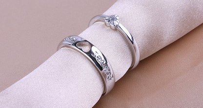 Heart shape & forever love adjustable couple rings for lovers Valentine ring Zinc, Alloy Silver Plated Ring