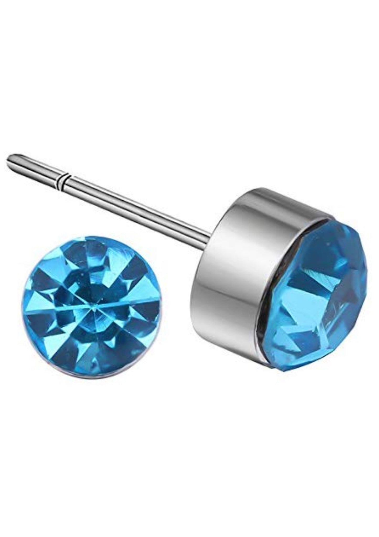 Alloy Tunnel Earring (Blue, Silver)