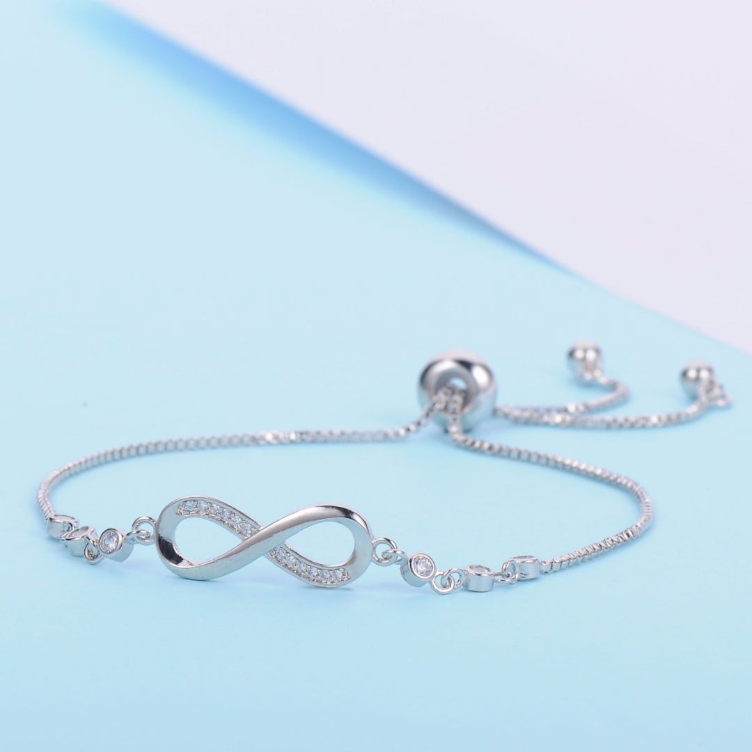 925 Sterling Silver Plated Adjustable Charm Bracelet for Women and Girls