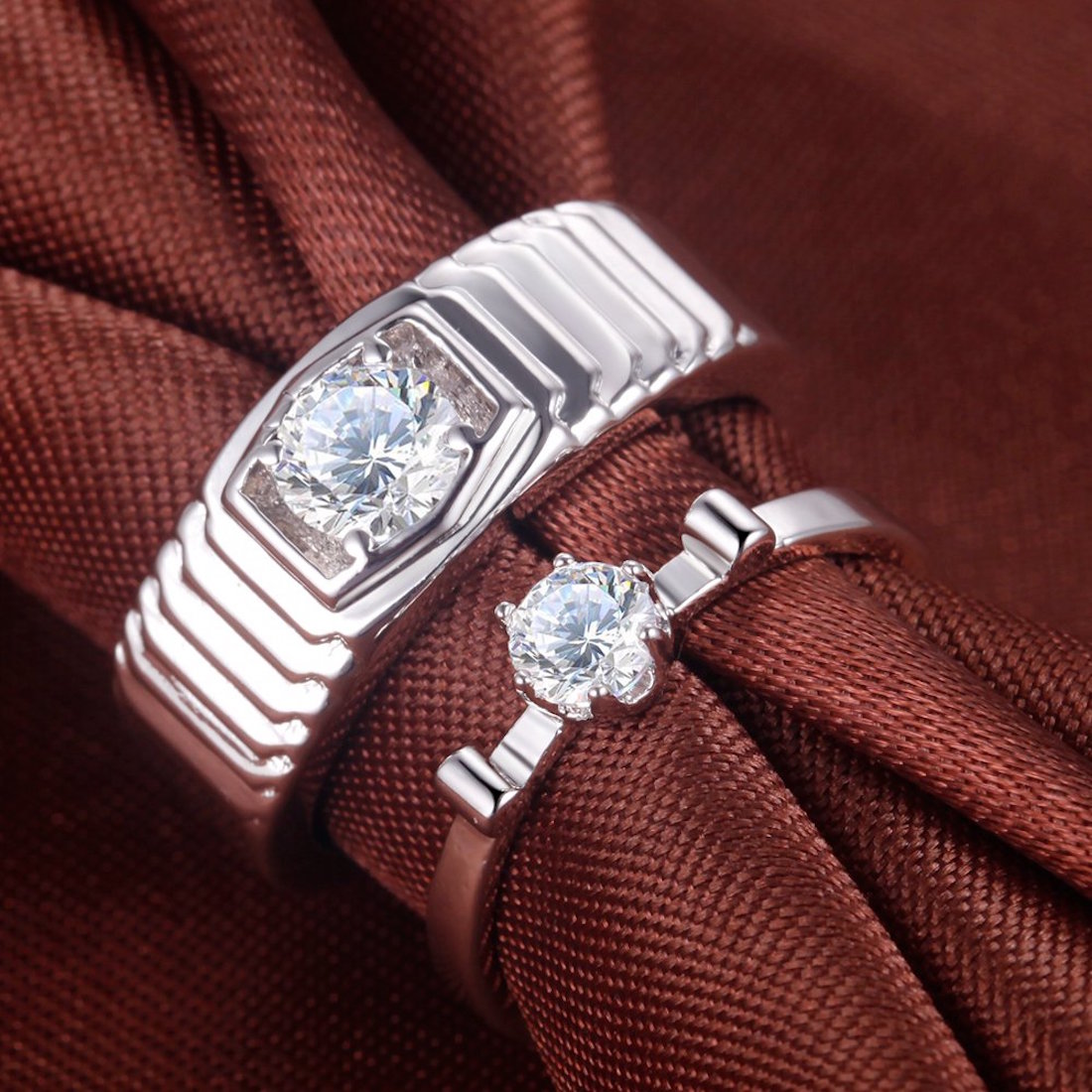 Silver Lining Couple Rings