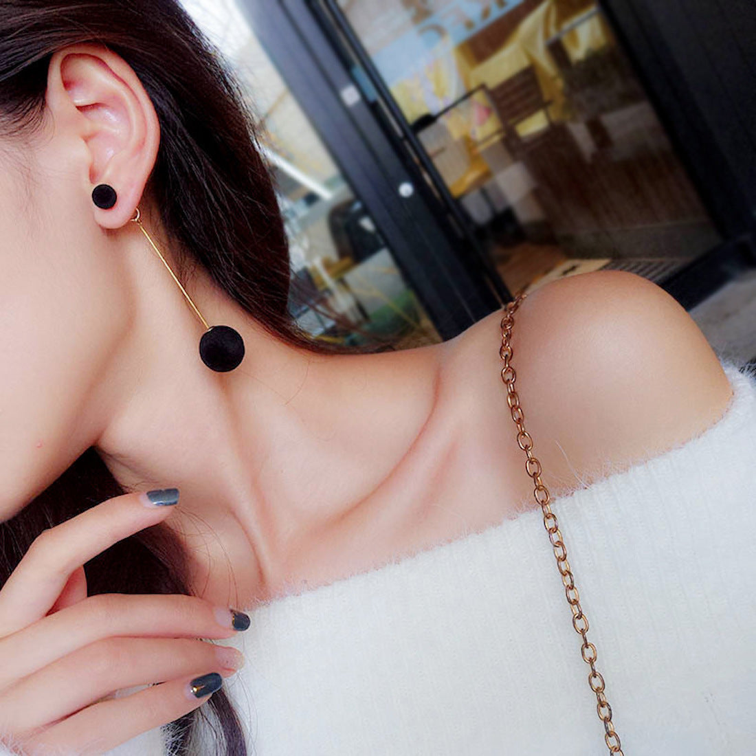 Long hot sale earrings korean