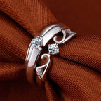 Elegant 925 Silver Plated Adjustable Couple Ring