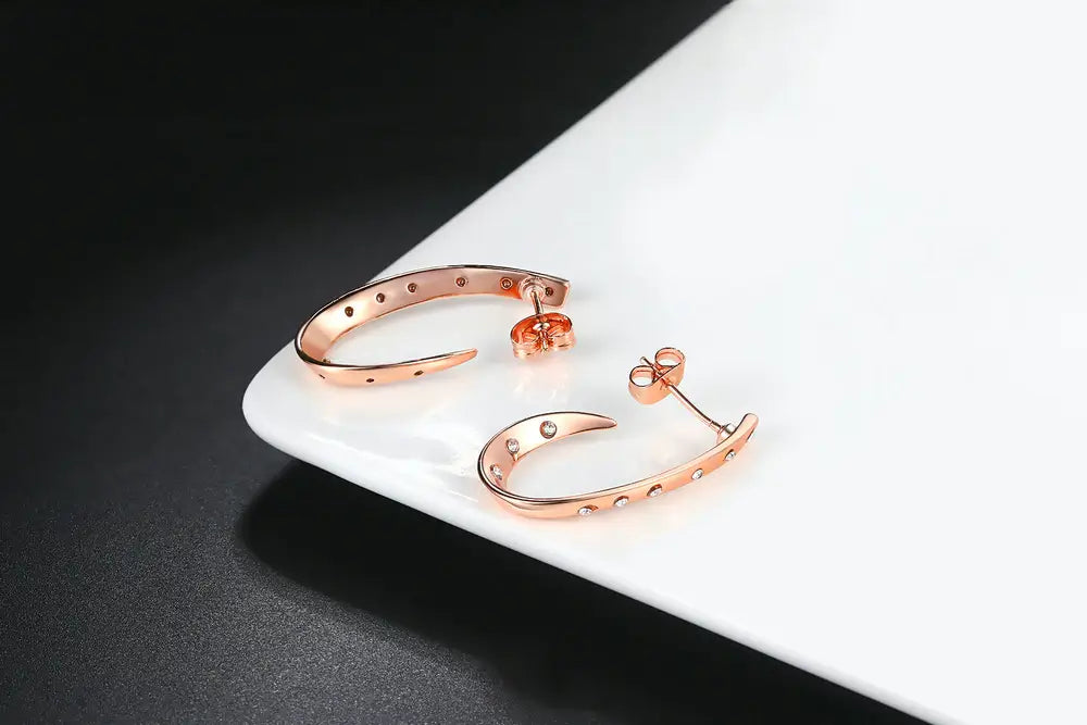 Stylish & Trendy 18K Rose Gold Plated Zircon Stone Earring for Girls and Women