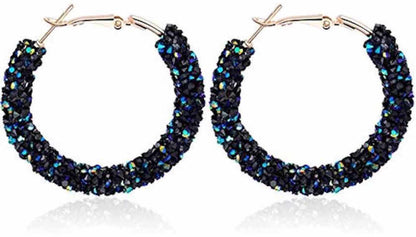 Dark Blue Rhinestone Crystal Chandbali Earrings for Women and Girls Metal Chandbali Earring