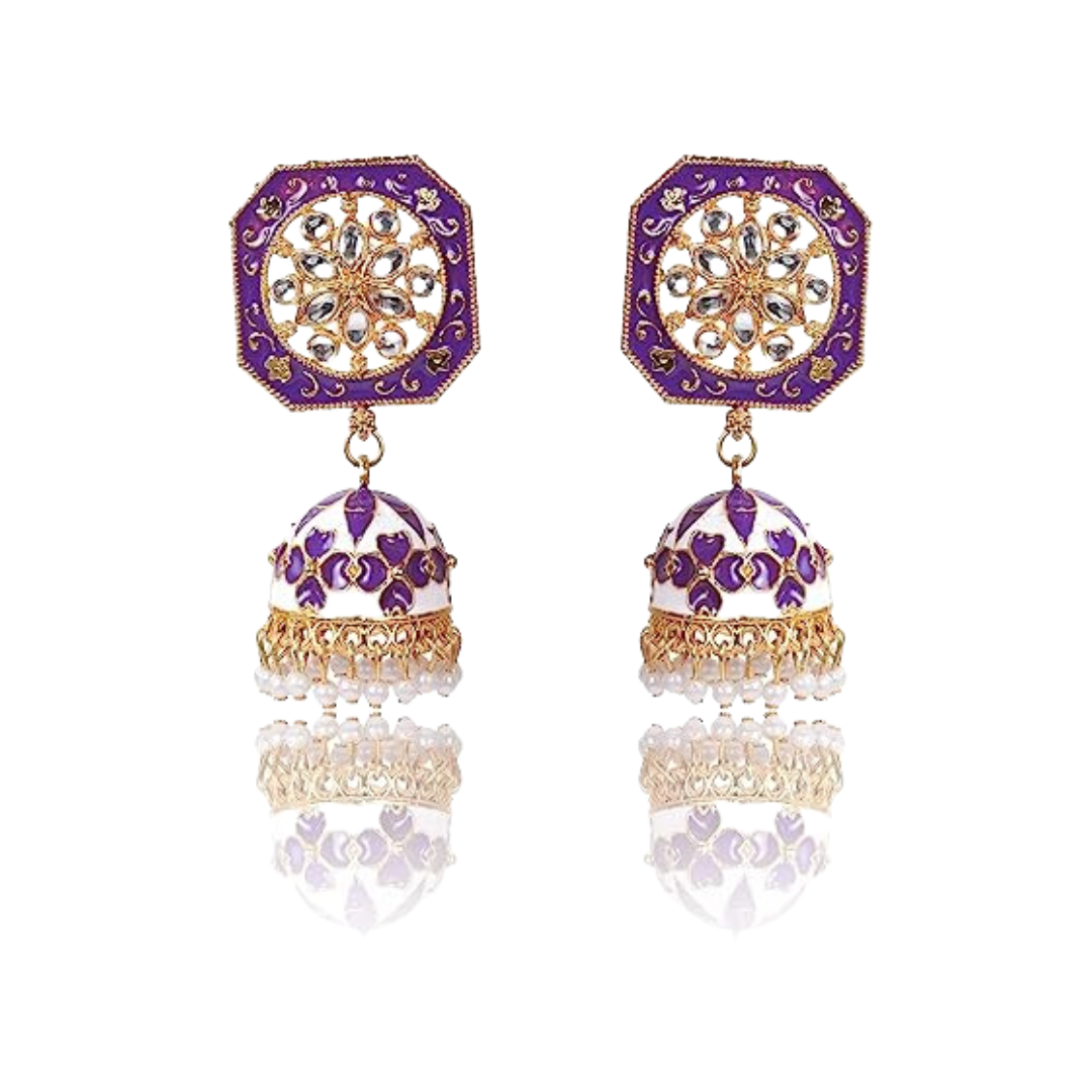 Cute Drop Jhumka Earrings with Stone Work, Kan ka Jhumka for Women and Girls