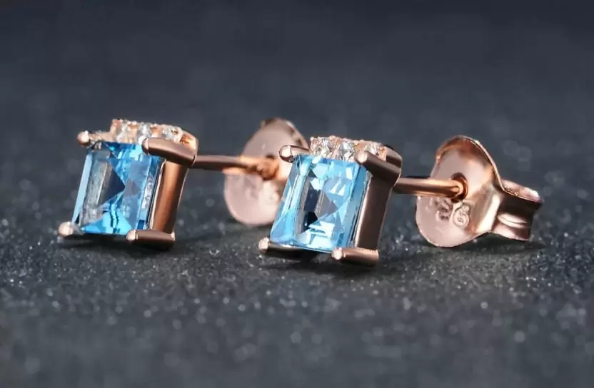 Fira Silver Blue Stone Embellished Drop Earrings