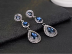 Traditional 18K Gold Plated and Crystal Dangle & Drop Earrings for Women & Girls, Rhinestone Geometric Statement Alloy Earrings