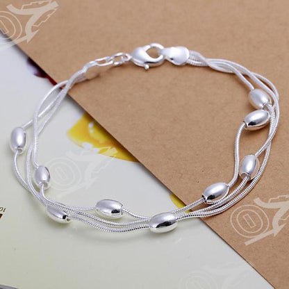 Alloy Silver Bracelet, Three Line Layered Bracelets for Girls | Light weight, Get the Stylish Look