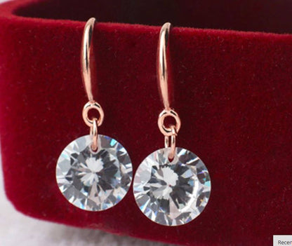 Rose Gold Plated Crystal Drop Earrings For Girls