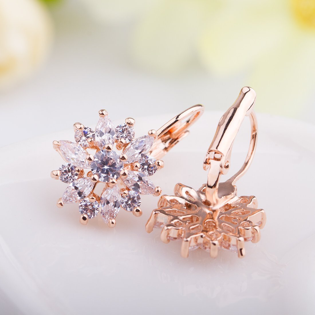 Floral Diamond Drop Earrings  64Facets Fine Diamond Jewelry