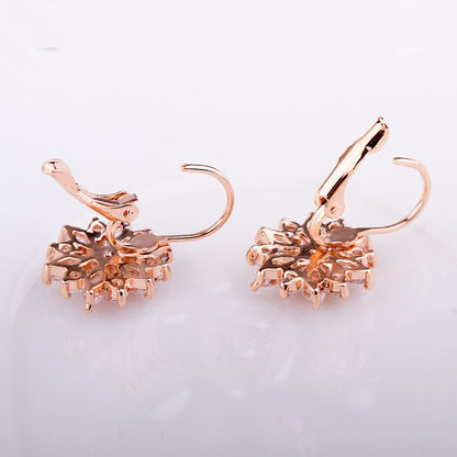 Flower Stud Hoop Earrings for Women, Zircon Embellished Flower Earrings, Gifts for Women and Girls