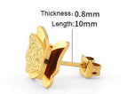 Charming Dual Butterfly Stainless Steel Rhinestone Stud Earrings for Baby Girls, Girls and Women