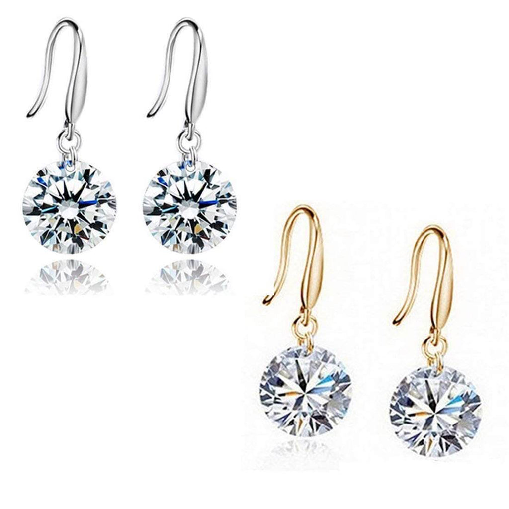Nilu's Collection Combo of Silver and Golden Drop Earrings for Women d Girl Copper Stud Earring