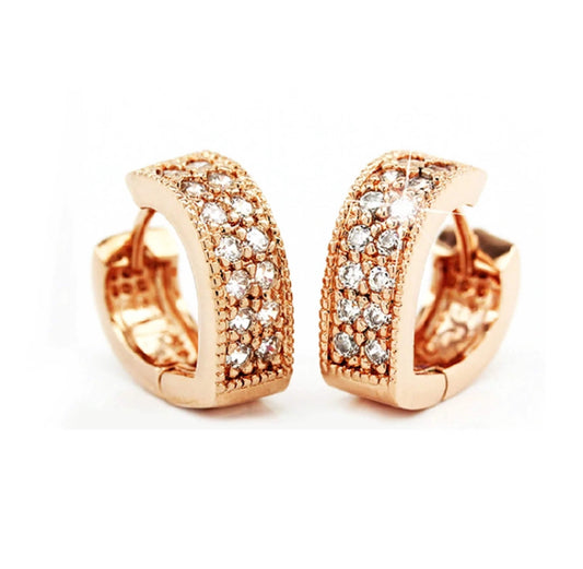Nilu's Collection Gold Colour Stylish Fancy Crystal Stud Earrings for Women and Girl Gift Love Daily wear Festive look Copper Stud Earring