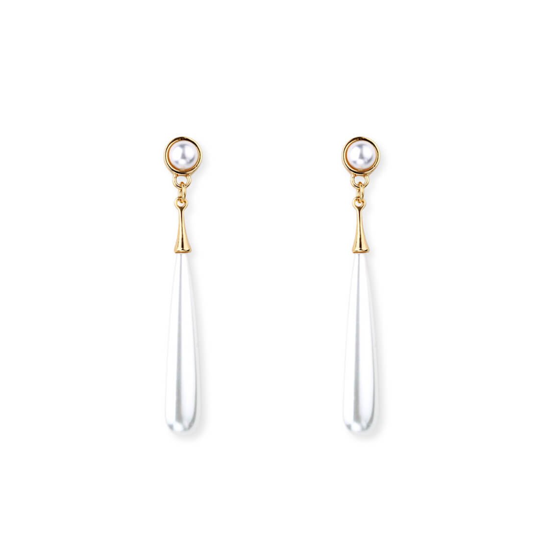 Gold Plated Pearl Water Drop Long Pearl Earrings for Girls and Women