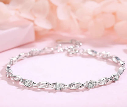 Trendy Sterling Silver Stone Studded Bracelet for Girls