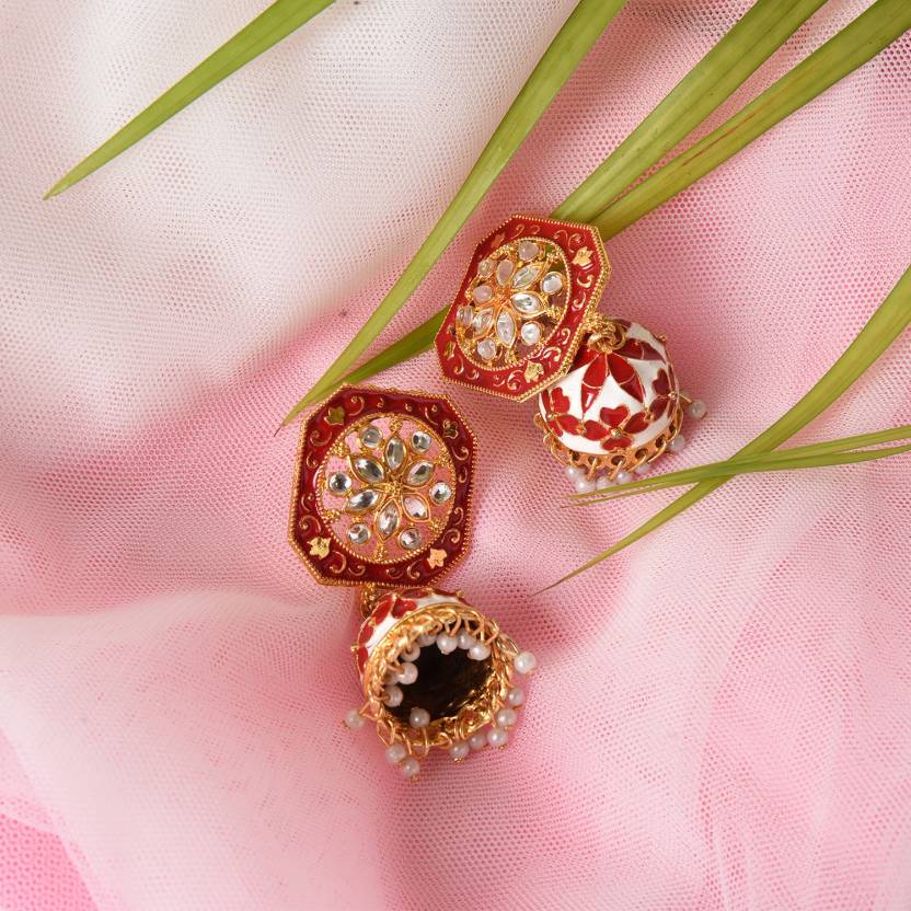 Drop Jhumka Earrings with Stone Work for Women and Girls, Kan ka Jhumka