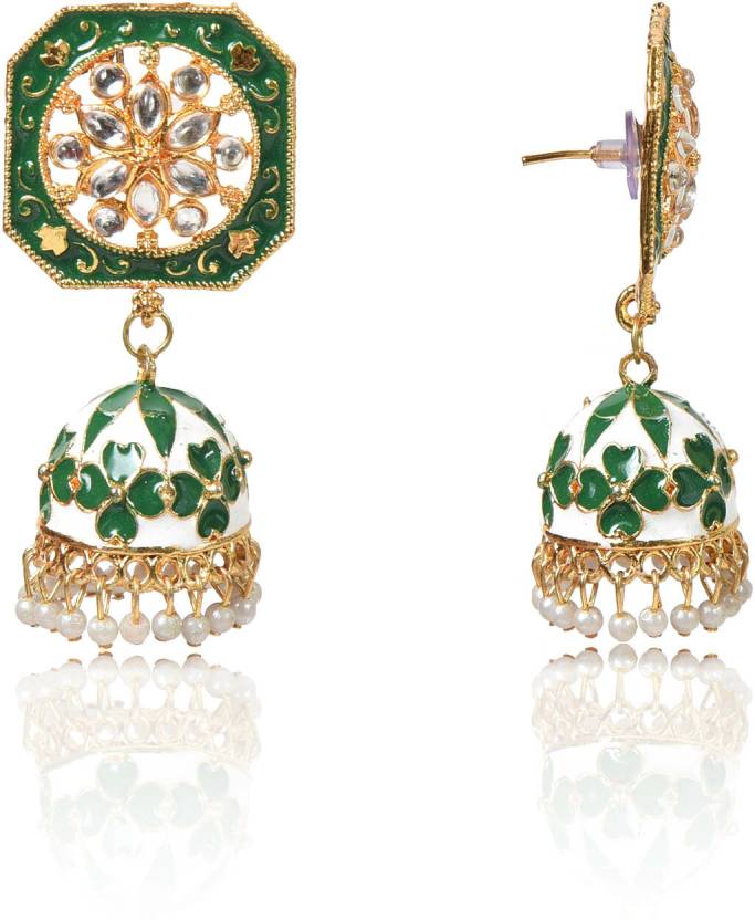 Drop Jhumka Earrings with Stone Work for Women and Girls, Kan ka Jhumka