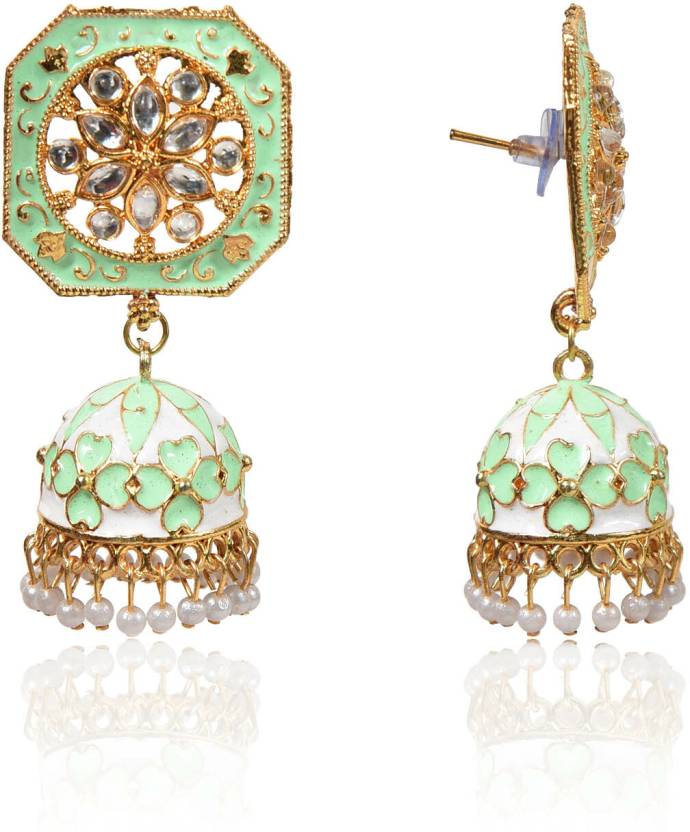 Cute Drop Jhumka Earrings with Stone Work, Kan ka Jhumka for Women and Girls