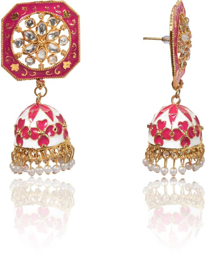 Cute Drop Jhumka Earrings with Stone Work, Kan ka Jhumka for Women and Girls