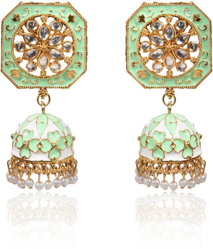 Cute Drop Jhumka Earrings with Stone Work, Kan ka Jhumka for Women and Girls