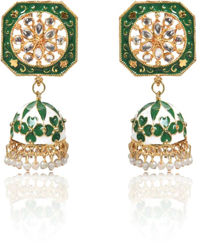 Cute Drop Jhumka Earrings with Stone Work, Kan ka Jhumka for Women and Girls