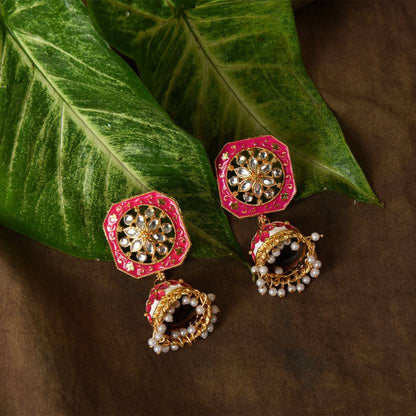 Cute Drop Jhumka Earrings with Stone Work, Kan ka Jhumka for Women and Girls