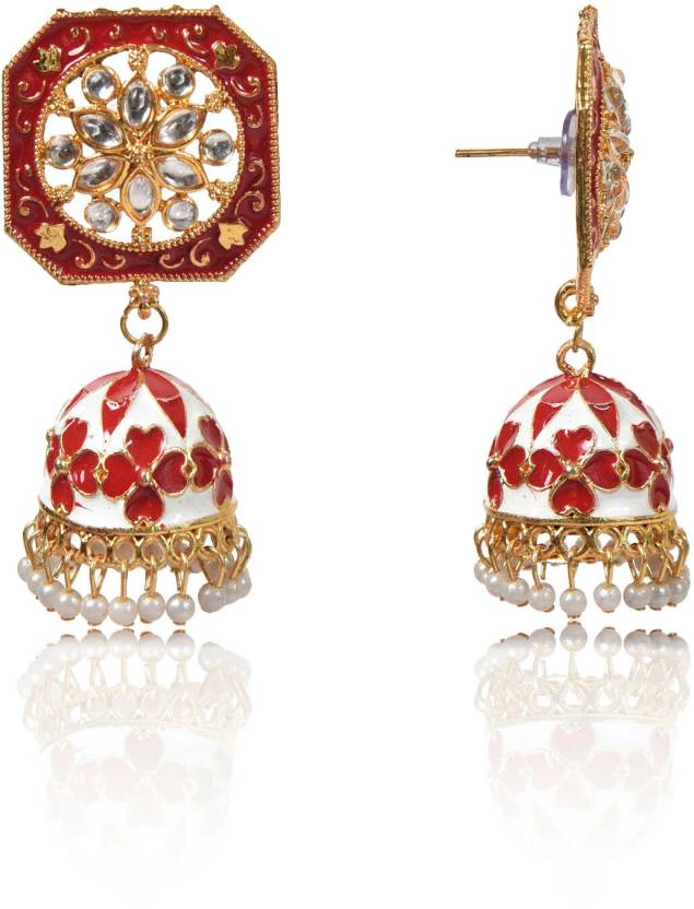 Drop Jhumka Earrings with Stone Work for Women and Girls, Kan ka Jhumka