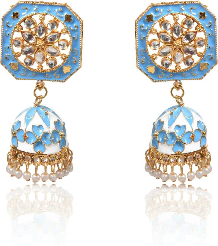 Cute Drop Jhumka Earrings with Stone Work, Kan ka Jhumka for Women and Girls