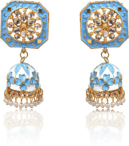 Cute Drop Jhumka Earrings with Stone Work, Kan ka Jhumka for Women and Girls