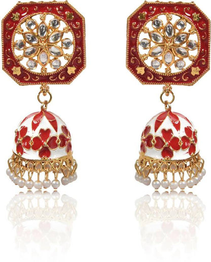 Cute Drop Jhumka Earrings with Stone Work, Kan ka Jhumka for Women and Girls