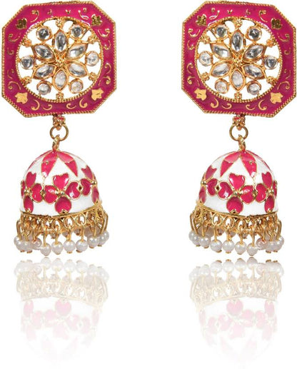 Cute Drop Jhumka Earrings with Stone Work, Kan ka Jhumka for Women and Girls