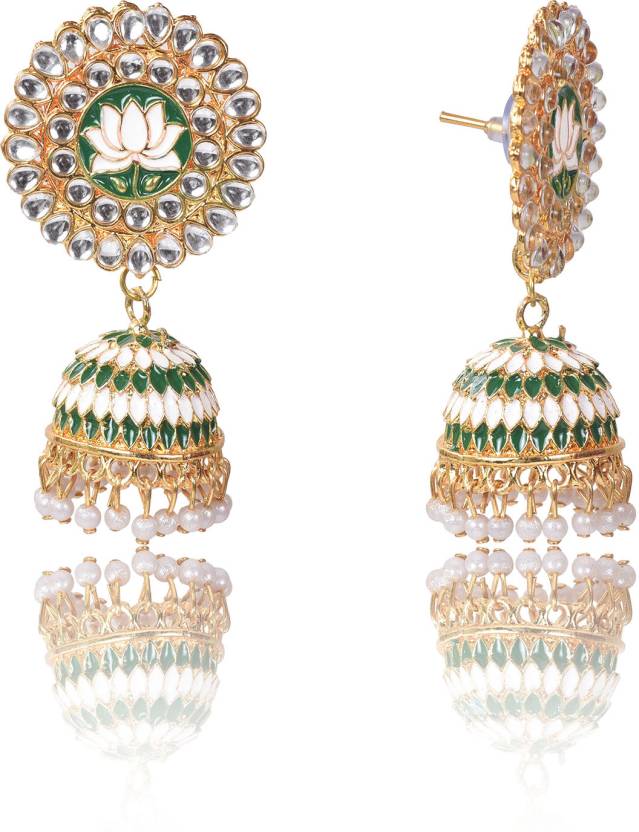 Lotus Shape Jhumka Earrings for Festive/ Party for Women and Girls