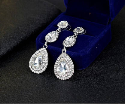 Traditional 18K Gold Plated and Crystal Dangle & Drop Earrings for Women & Girls, Rhinestone Geometric Statement Alloy Earrings