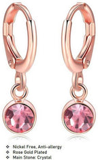Top Quality Classical 18K Rose Gold Plated CZ jewelry Earrings For Women/Girl Crystal Alloy Drops & Danglers, Clip-on Earring