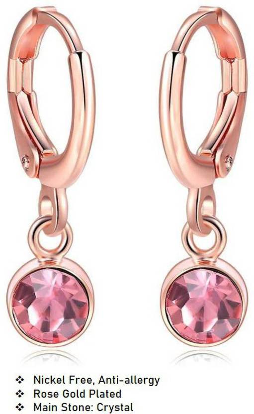 Top Quality Classical 18K Rose Gold Plated CZ jewelry Earrings For Women/Girl Crystal Alloy Drops & Danglers, Clip-on Earring