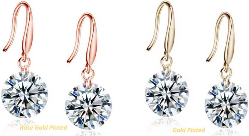 Amazon.com: White Natural Diamond Linear Three Stone Drop Earrings in 14K  Solid Rose Gold (0.5 Cttw): Clothing, Shoes & Jewelry