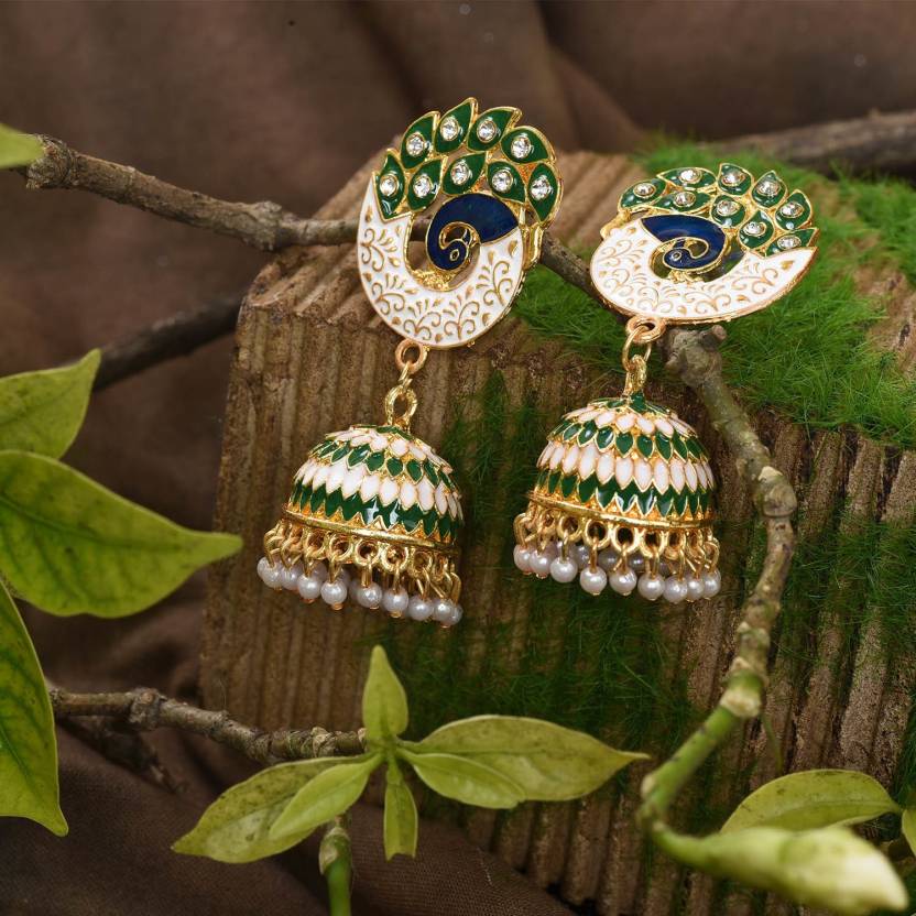 Peacock Shaped Jhumka Earrings | gintaa.com