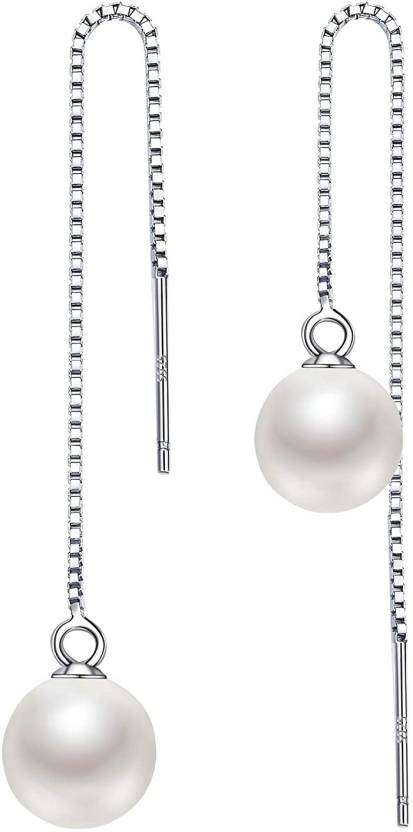 Pearl Tassel Long Drop Earrings for Women/Girls | Light weight | Sleek & Beautiful