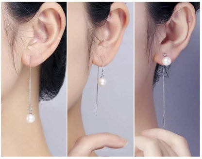 Pearl Tassel Long Drop Earrings for Women/Girls | Light weight | Sleek & Beautiful