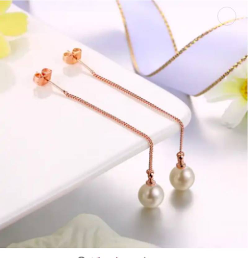 Pearl Tassel Long Drop Earrings for Women/Girls | Light weight | Sleek & Beautiful